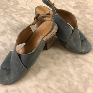 Blue suede heels